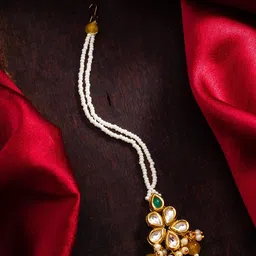 aadita Gold-Plated Kundan Studded Maang Tikka Head Jewellery-picture-47
