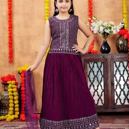 BAESD Girls Embroidered Ready to Wear Lehenga & Blouse With Dupatta-picture-42