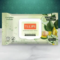 TULIPS Set Of 3 Refreshing Wet Wipes With Cucumber & Avocado - 30 Wipes each image 2