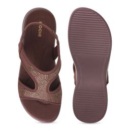 Mochi Embellished Block Sandals with Laser Cuts image 2
