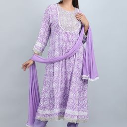 SHIFORY Women Floral Printed Regular Thread Work Kurta with Trousers & With Dupatta-image-74