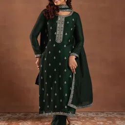 Libas Ethnic Motifs Embroidered Sequinned Straight Kurta With Trousers & Dupatta-picture-3