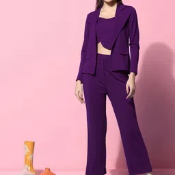 WATAY V-Neck Sleeveless Crop Top With Trouser & With Jacket-image-108
