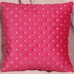 Modern Minimalist Dot Design Rani Color Velvet Cushion Covers Set of 1-image-87