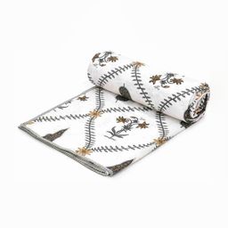 JP SHINE Grey & White Floral AC Room Cotton 210 GSM Double Bed Dohar-image-68