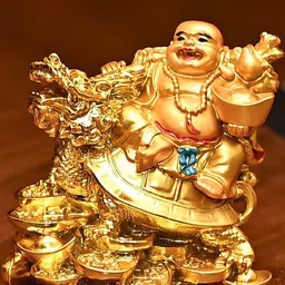 HINDCRAFT Gold-Toned Golden Laughing Buddha With Dragon Showpiece-picture-12