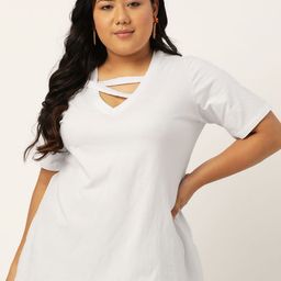theRebelinme Women Solid V-Neck Cotton T-shirt-image-15