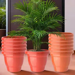 Kuber Industries Set Of 12 Red & Orange-Coloured Planter With Pot-6