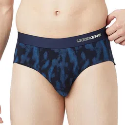 UnderJeans by Spykar Printed Mid-Rise Ultra-Soft Basic Brief -UJNPBS083NAVYBLUE-42