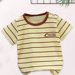 FOREVER FRIDAY Boys Stripped Multi or Variegate Stripes Round Neck Applique T-shirt-image-60