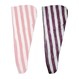 HOUSSE Pink & Purple 2 Pieces Striped 300 GSM Microfiber Bath Towels-image-88