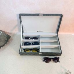 La Trove 6 Slot Olive Green Leather Sunglass Organizer Closed Top Box for Wardrobe Closet-image-88