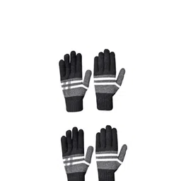 LOOM LEGACY Men Striped Acrylic Winter Gloves-image-73