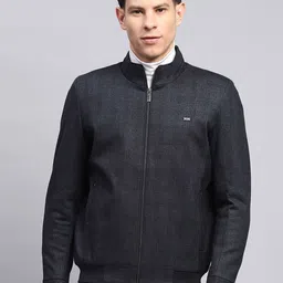 Monte Carlo Men Mock Collar Checked Casual Bomber Jacket-15
