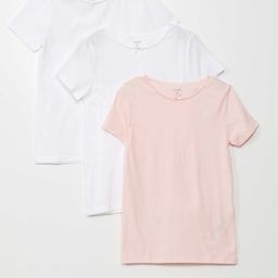 KIABI Girls Pack Of 3 Solid Round Neck Cotton T-shirts-image-13