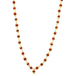 kesar zems Unisex Gold And Rudhraksha Chain-image-36