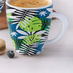 Larah by BOROSIL White Floral Printed Opalware Glossy Mugs 400 ML-14