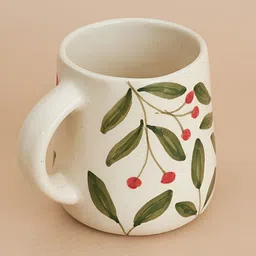 NURTURE INDIA Green & Cream-Coloured Printed Ceramic Glossy Cups Set of Cups and Mugs-37