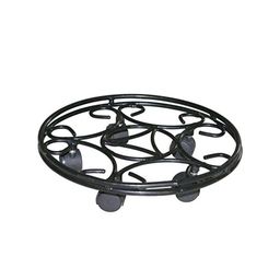 Garden Deco Black Metal Pot Stand With Wheels-56