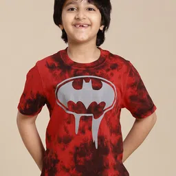 Kids Ville Boys Batman Dyed Round Neck Cotton T-shirt-image-97