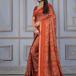 STAVA CREATION Ajrak Block Saree image 3