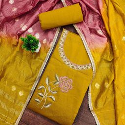 LeeliPeeri Designer Floral Embroidered Modal Silk Unstitched Dress Material-image-7