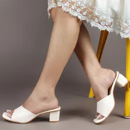 SUKUN Textured Square Toe Block Heels-picture-12