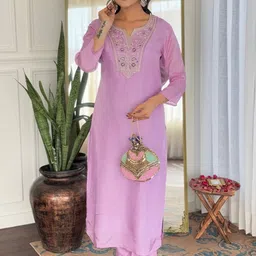 PARNAVI Women Ethnic Motifs Yoke Design Regular Thread Work Kurta with Trousers & With Dupatta image 4