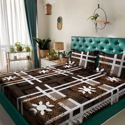 KLOTTHE Brown & White Floral 300TC Woolen Double Bed Sheet with 2 Pillow Covers-image-52