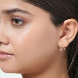 BHIMA 18K BIS Hallmark 750 Purity Curved Hanging Diamond Earring-image-57