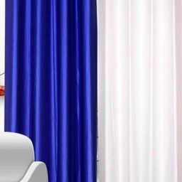 BELLA TRUE White & Blue 2 Pieces Eyelet Fitted Long Door Curtains-image-74