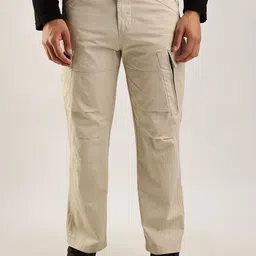 NEVER NEUD Men Relaxed Cargos Trousers-image-47
