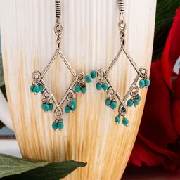 Shrim jewels Artificial Beads Beaded Oxidised Geometric Shaped Drop Earrings-picture-16