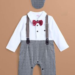 Hopscotch Boys Bow Applique Plaid Romper-picture-26
