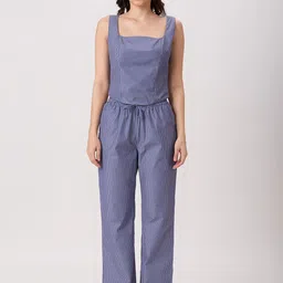PEACH & PANDA Striped Shoulder Straps Top With Trousers Co-Ords-10