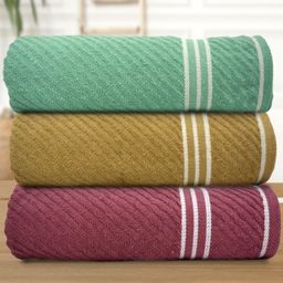 Aura Burgundy & Green 3 Cotton 400 GSM Bath Towel-image-89