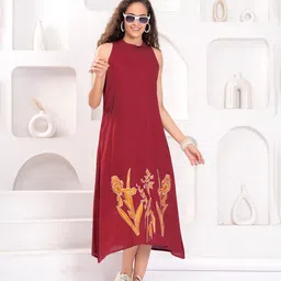 OH MI DIOS Women Floral Printed A-Line Midi Dress-image-21