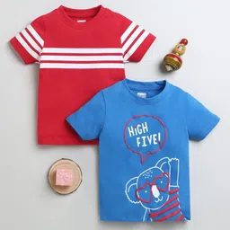 BUMZEE Boys Pack Of 2 Graphic Printed Round Neck Cotton T-Shirts-53