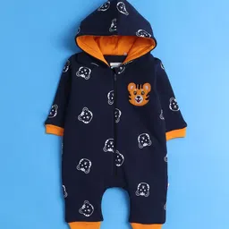 BUMZEE Infant Boys Graphic Printed Cotton Hooded Rompers-image-58