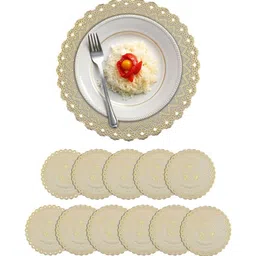 Aura 12-Pcs Yellow Textured Round Table Placemats-16