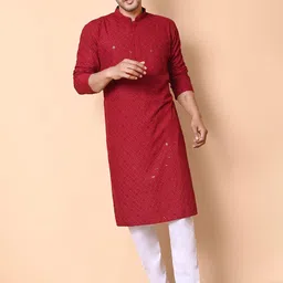 BAESD Men Embroidered Regular Sequinned Kurta with Pyjamas-picture-53