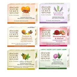 NATURE LEAGUE Set Of 6 Orange & Cinnamon, Lavender & Rosemary Natural Soap -100 g Each-image-55