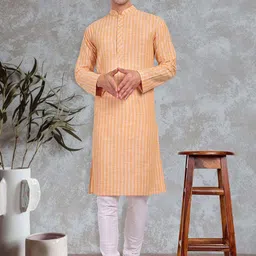 Tesmare Men Thread Work Khadi Kurta-picture-23