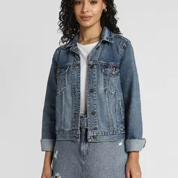 AMERICAN EAGLE OUTFITTERS Women Washed Denim Jacket-image-56