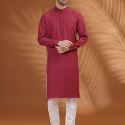 Modi Kurta Men Solid Mandarin Collar Kurtas-picture-4