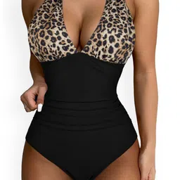 Plus Curvves Printed Halter Neck Bodysuit-image-93