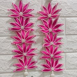 Sellplus 2 Pieces Pink & White Lotus With Cow Wooden Tassel Hangings-image-7