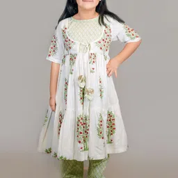 Chanda Mama Girls Floral Embroidered Regular Pure Cotton Kurta with Palazzos-30