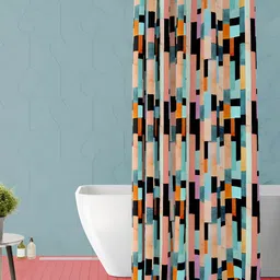 ArtzFolio Pink & Blue Geometric Printed Waterproof Shower Curtain-image-47
