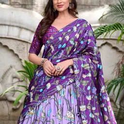 A TO Z CART Printed Ready to Wear Lehenga & Unstitched Blouse With Dupatta image 4
